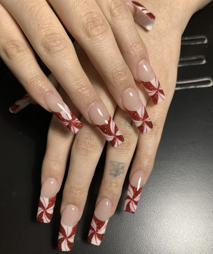 French Tip Nails - candy canes