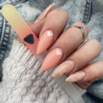 Stiletto Nails - Matte Peach Heart Nails
