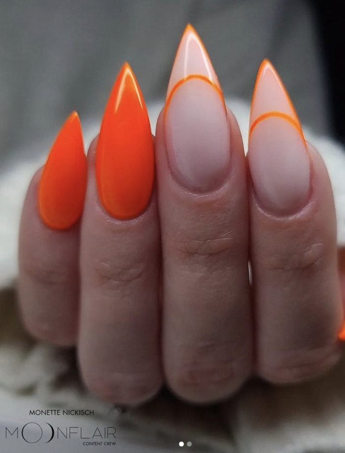 Stiletto Nails - Neon Orange Stiletto Nails