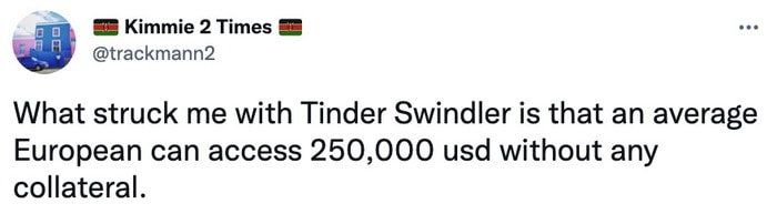 Tinder Swindler Tweets Memes - 250K loan no collateral