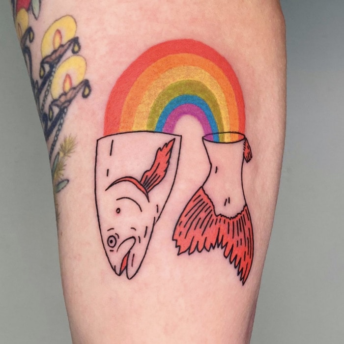 Funny Tattoos - fish rainbow