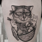 Funny Tattoos - cat eating sushi