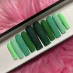 Green Nails - ombre coffin press ons
