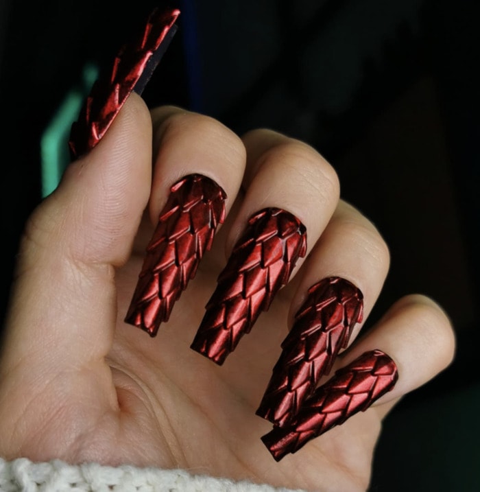 3D Nails - Red dragon scales