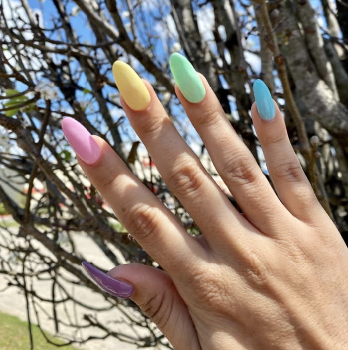 Easter Nails - Skittles Manicure