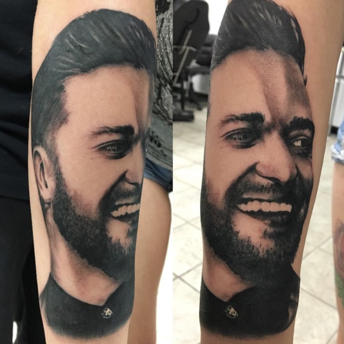 Justin Timberlake Tattoos - detailed portrait
