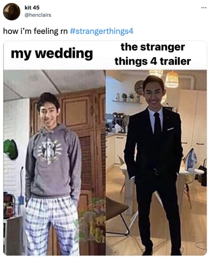 Stranger Things 4 Trailer Reactions - wedding vs season 4