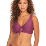 Swimsuits for Big Busts - Birdsong Rayleigh Sky Tie Front Bikini Top