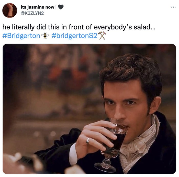 Bridgerton Season 2 Memes Tweets - in front of the salad
