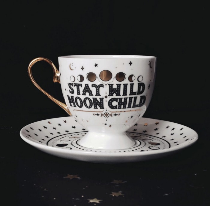 Cancer Zodiac Gifts - Stay Wild Moon Child teacup