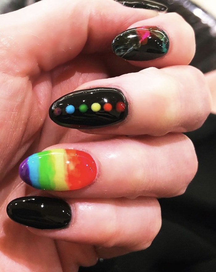 Rainbow Nails - rainbow dots