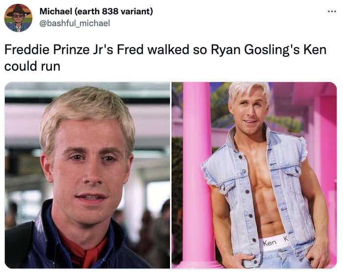 Ryan Gosling Ken Twitter Reactions - ryan vs freddie prinze jr