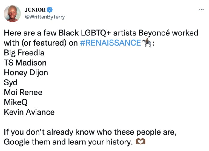 Beyonce Renaissance Memes and Tweets - LQBTQ+ black artists