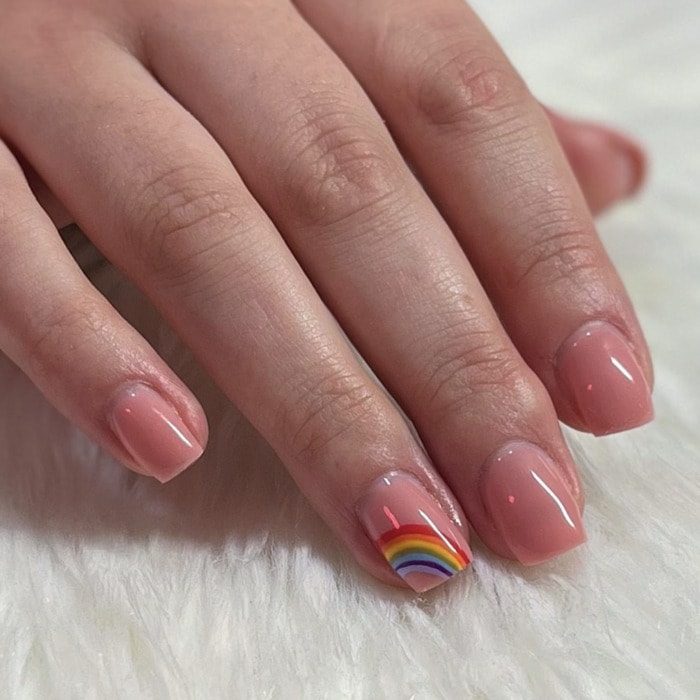 Summer Gel Nail Designs - rainbow accent nail