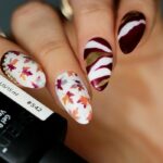 Autumn Fall Nails - Tiger Stripes and Leaves 