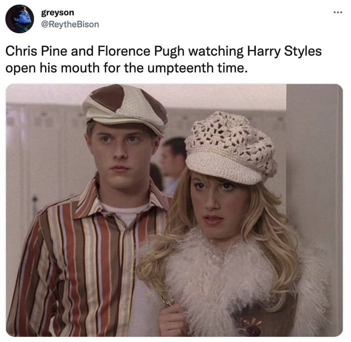 Chris Pine Don't Worry Darling Premiere Memes Tweets - chris pine and florence pugh high school musical