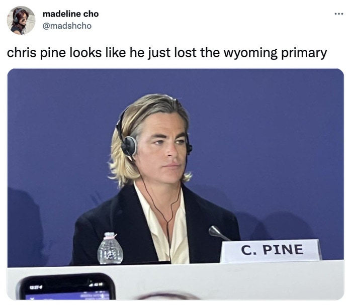Chris Pine Don't Worry Darling Premiere Memes Tweets - chris pine lost election
