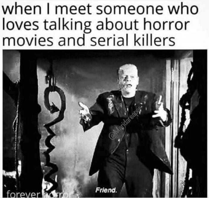 Halloween Memes - meeting someone who loves horror movies