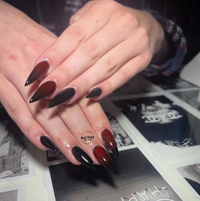 Halloween Nails - Blood Red to Black Ombre Nails