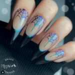 Halloween Nails - Chrome Spider Web Nails With Black Tips