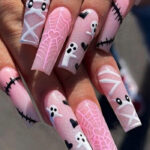 Halloween Nails 2022 - pink coffin nails
