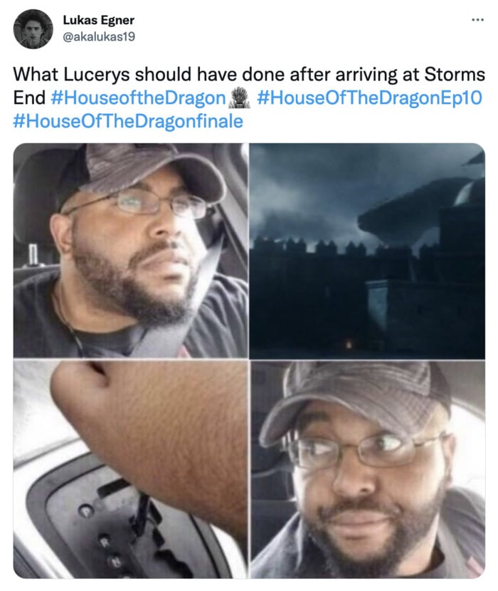 House of the Dragon Finale Memes Tweets - lucerys backing up