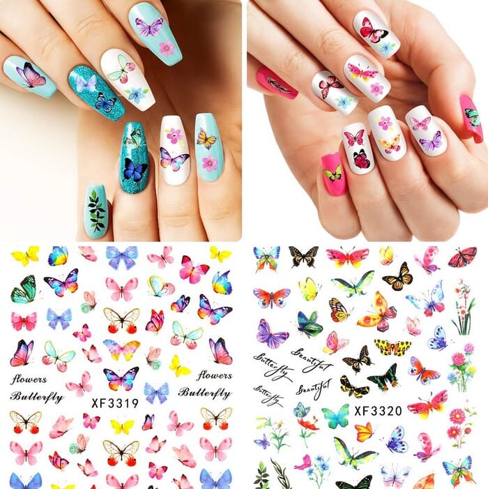 Best Nail Stickers - Colorful Butterfly Flower Nail Art