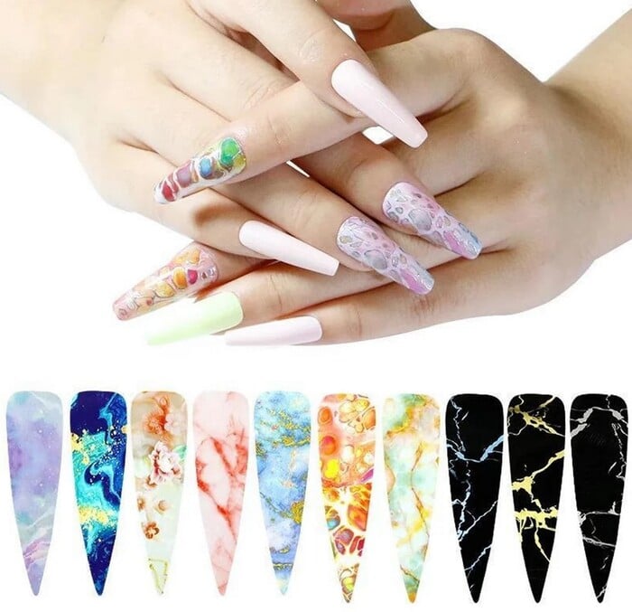 Best Nail Stickers - Colorful Marble Nail Foils