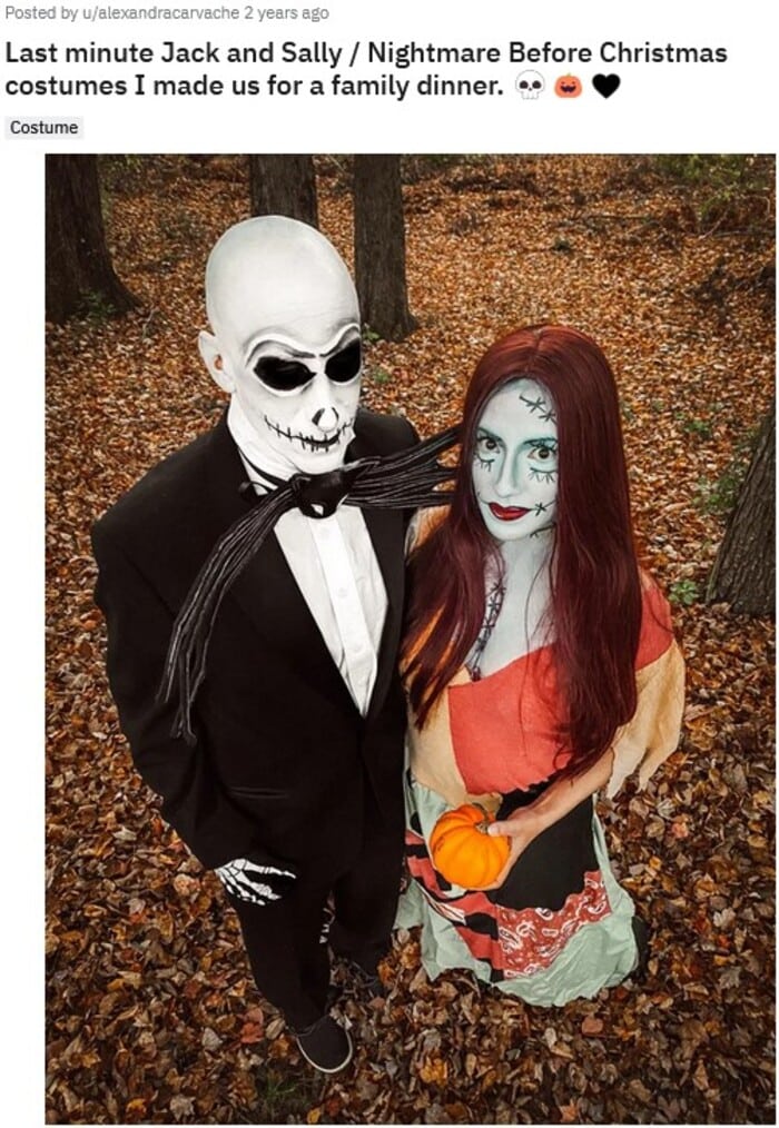 Movie Couple Costumes - Jack and Sally from The Nightmare Before Christmas
