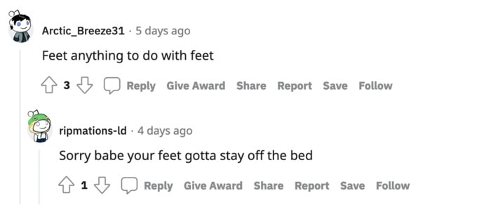 Unacceptable In Bed Reddit - Feet