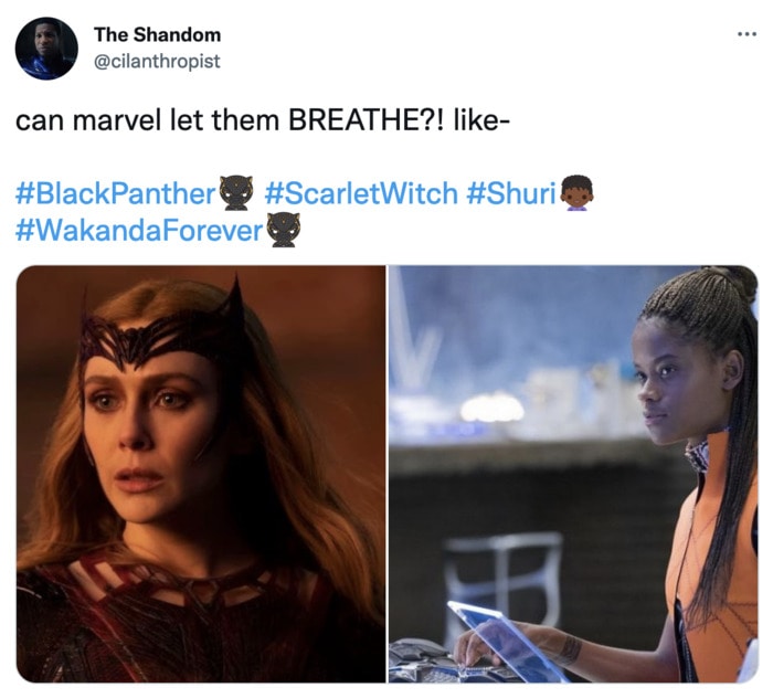 Black Panther Wakanda Forever Memes and Tweets - shuri and wanda scarlet witch