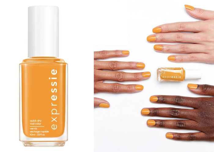 Christmas Nail Colors - Golden Yellow Polish (Essie Expressie Vegan Nail Polish in Don't Hate, Curate)