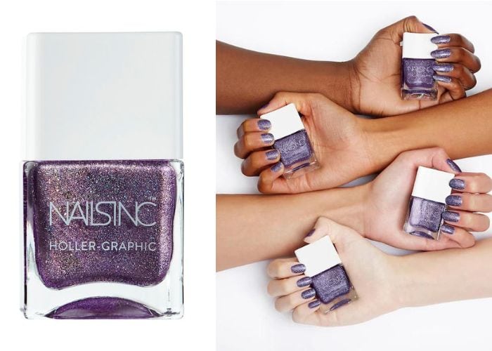 Christmas Nail Colors - Lilac Purple Metallic Color (Nails, Inc. Holler-Graphic Nail Polish in Get Out of my Space)