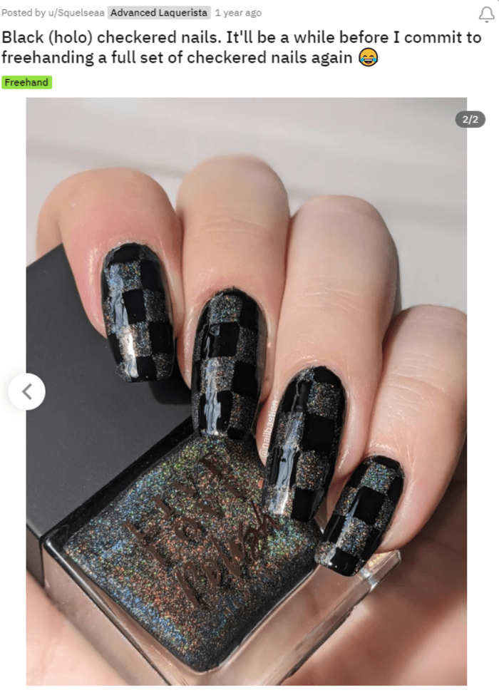 Dark Winter Nails - Black Checkered Nails