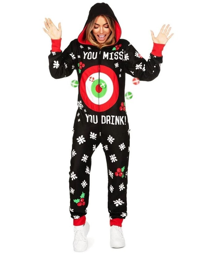 Funny Christmas Pajamas - Drinking Game Christmas Jumpsuit