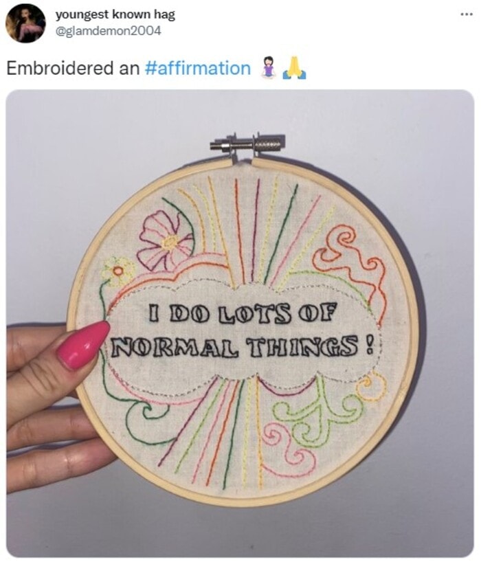 Positive Memes - embroidered an affirmation