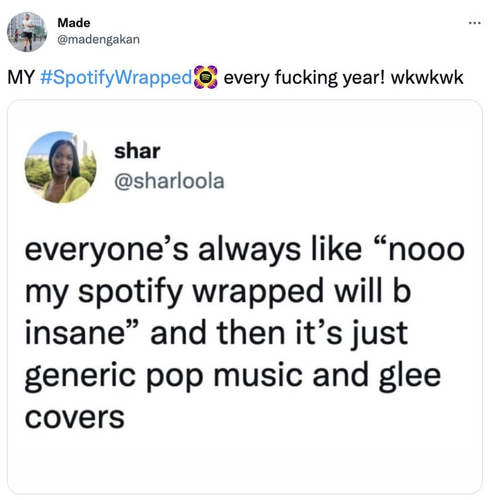 Spotify Wrapped Memes Tweets - pop and glee