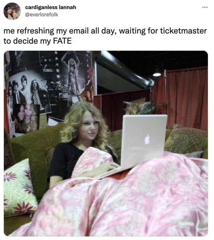 Taylor Swift Ticketmaster Tweets Memes - taylor in bed