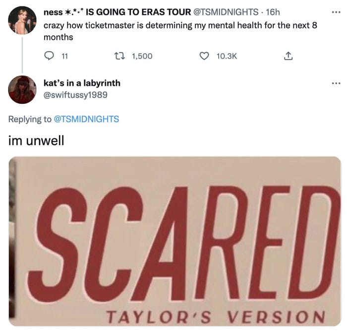 Taylor Swift Ticketmaster Tweets Memes - scared