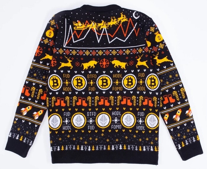 Ugly Christmas Sweaters 2022 - Merry Cryptmas Cryptocurrency Knitted Christmas Sweater