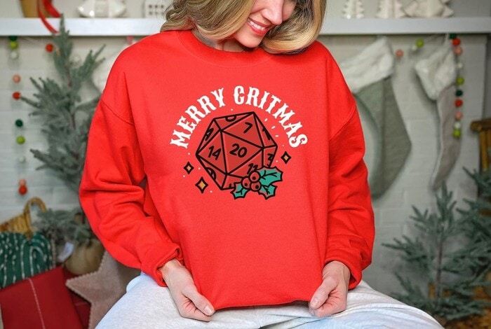 Ugly Christmas Sweaters 2022 - Dungeons and Dragons Christmas Party Sweatshirt