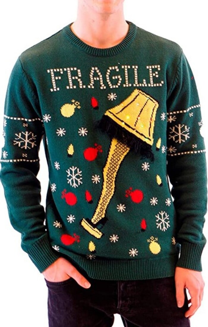 Ugly Christmas Sweaters 2022 - A Christmas Story Fragile Leg Lamp Sweater