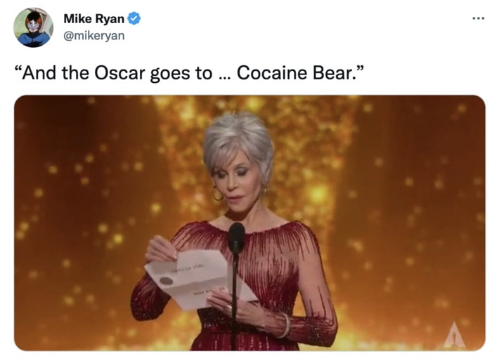 Cocaine Bear Memes Tweets - Oscar Goes To