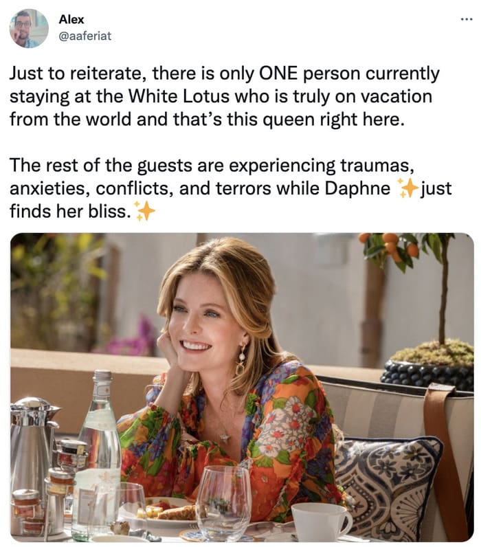 White Lotus Season Two Memes Tweets - daphne being happy