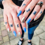 January Nail Designs - mismatched blue and gold