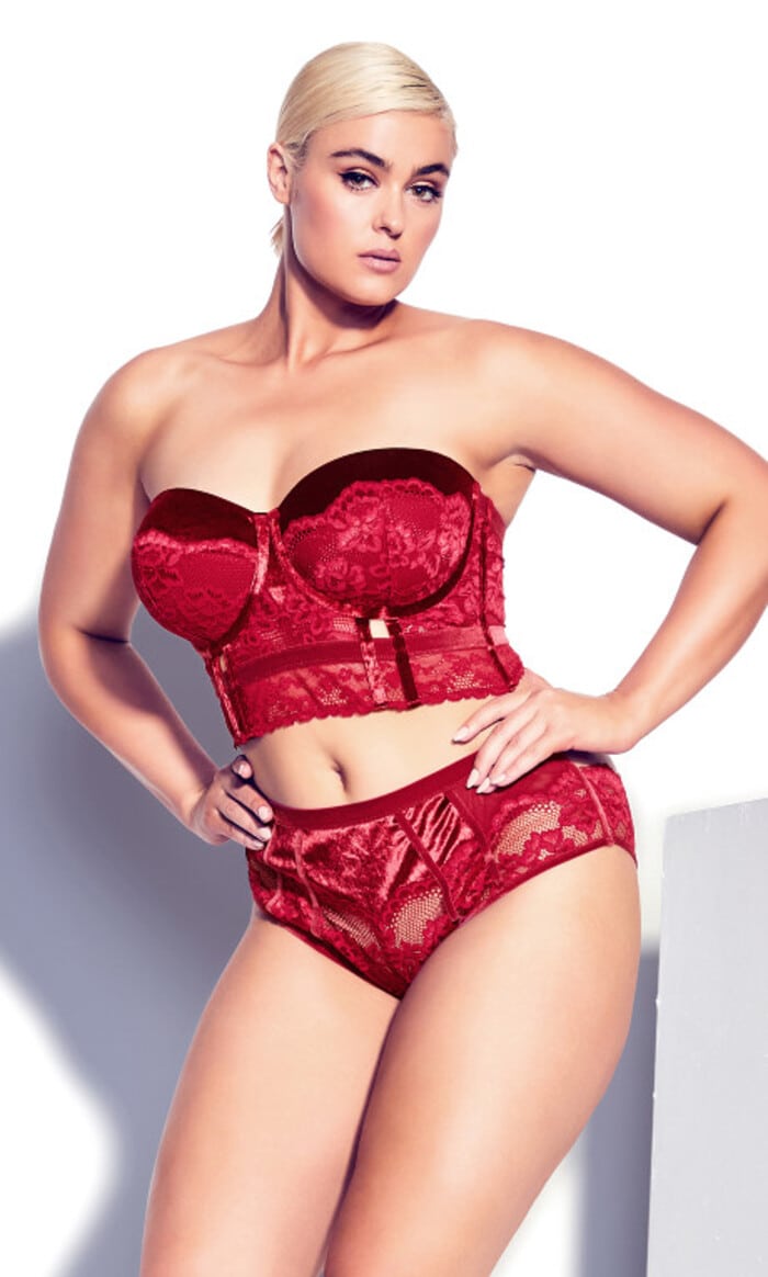 Sexy Valentine’s Day Lingerie - Pomegranate Plus Size Underwire Bustier by City Chic