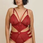 Sexy Valentine’s Day Lingerie - Red Strappy Mesh Bodysuit by Torrid