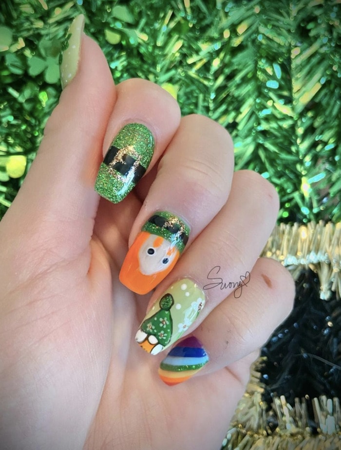St Patricks Day Nail Designs - leprechaun nails