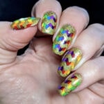 St Patricks Day Nail Designs - gold rainbow chevron