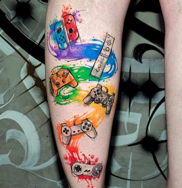 Watercolor Tattoo - video game consoles